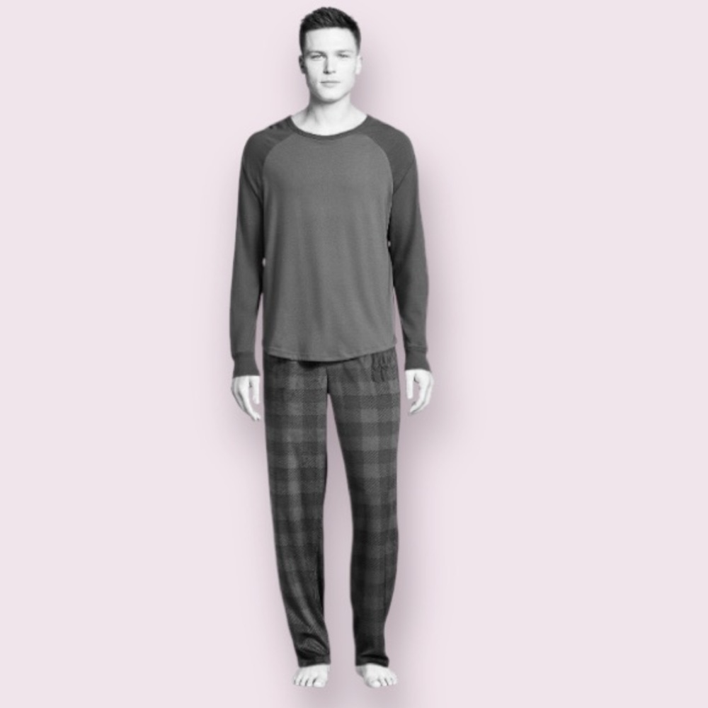 George Long Sleeve Raglan Top and Pants Pajama Set, 2-Piece in Blue